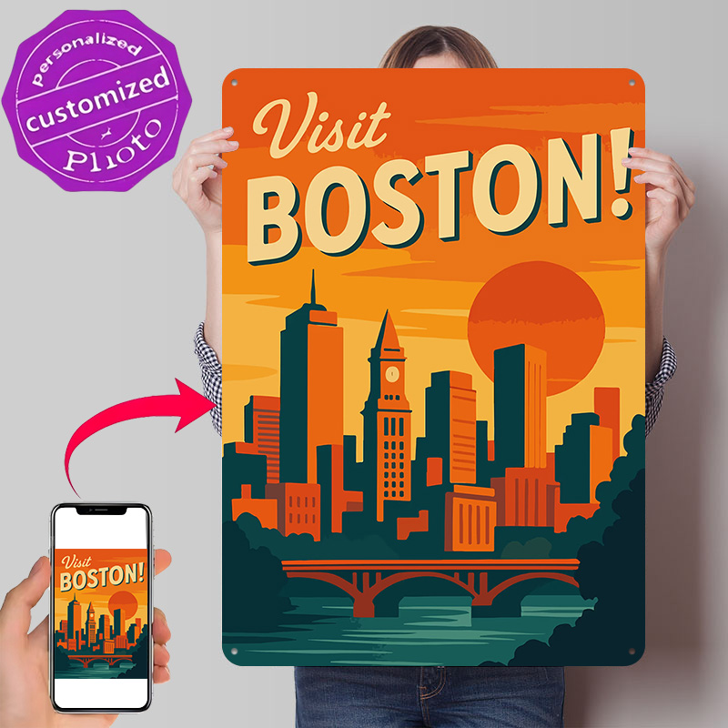 Travel Accessories For Europe - Boston Vintage Travel Metal Poster Perfect