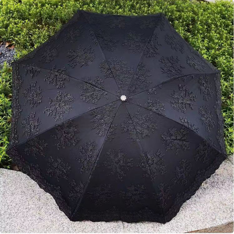 2 3 Fold Luxury Women Lace Umb - Travel Umbrella Compact ulasan dan harga