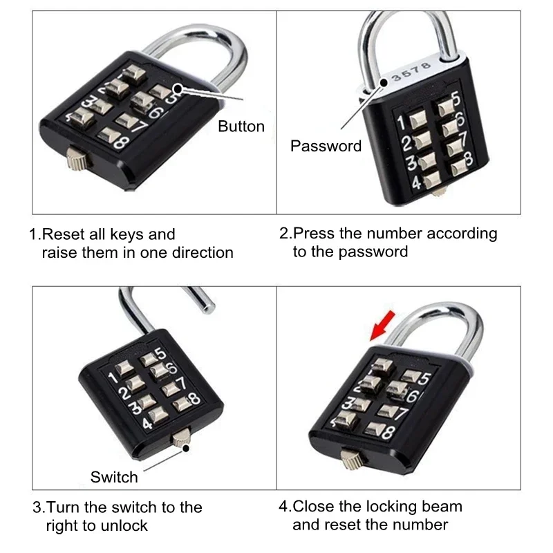 8 Digits Password Code Outdoor - Travel Lock Tsa Approved ulasan dan harga