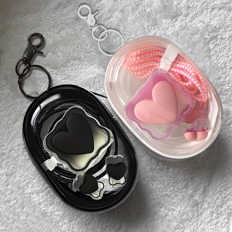 6PCS Love Heart Charger Cover  - Travel Accessories Kit Bag ulasan dan harga