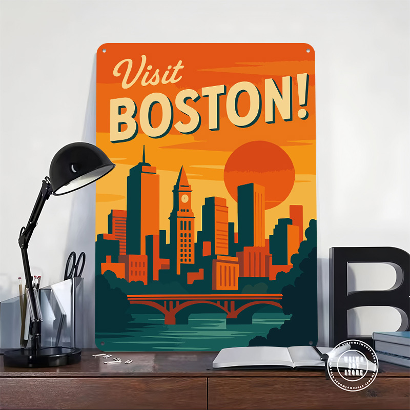 Boston Vintage Travel Metal Po - Travel Accessories For Europe ulasan dan harga