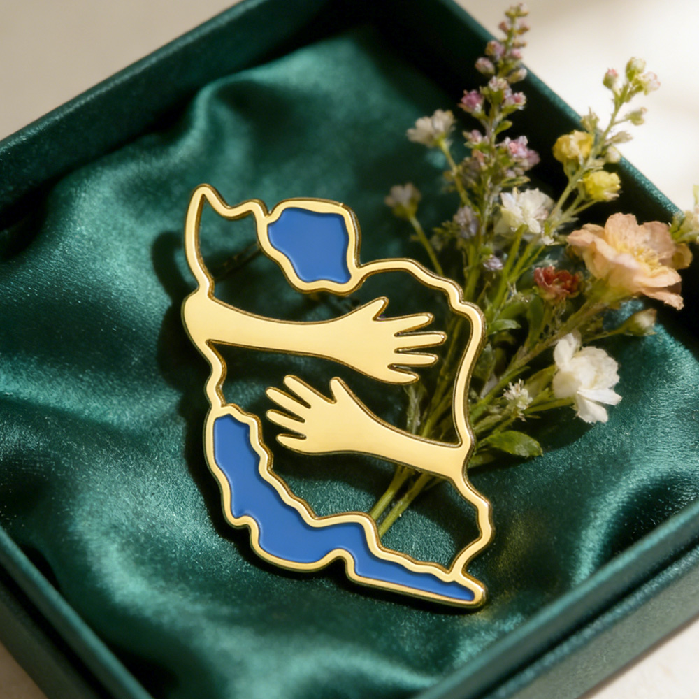 Dawapara Iran Map Shape Brooch - Travel Accessories Jewelry ulasan dan harga